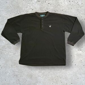 Big Dogs Quarter Button Sweatshirt Size XL Brown Fleece Pullover y2k